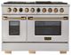 Kucht Professional KX Series 48" Stainless Steel Pro Style Dual Fuel Liquid Propane Gas Range with Gold Accents and Kucht Horus Thermostat-1