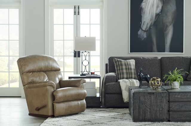 La-Z-Boy® Reed Beige Leather Manual Rocking Recliner-2