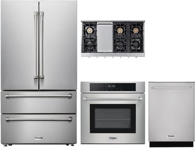 Thor Kitchen® 4 Piece Stainless Steel Gas Kitchen Package-0