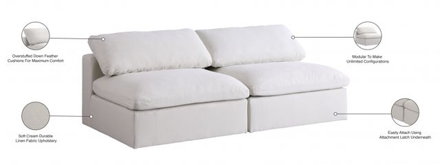 Meridian Furniture 2-Piece Serene Cream Modular Armless Sofa-3