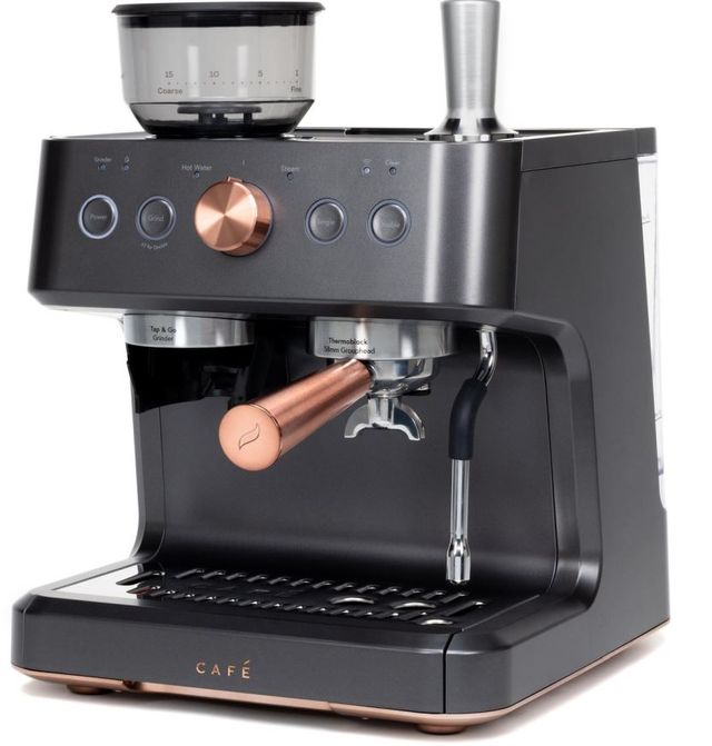 Café™ BELLISSIMO Matte Black Semi Automatic Espresso Machine And Frother-2