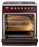 Ilve® Nostalgie II Noblesse 30" Burgundy Pro Style Dual Fuel Range with Burnished Trim-2