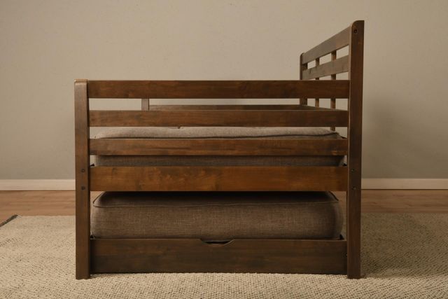 Kodiak Furniture Boho 42.5" Linen Stone/Rustic Walnut Twin Daybed with Mattress-1