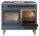 Ilve® Nostalgie II Noblesse 40'' Blue Gray Pro Style Dual Fuel Range with Burnished Trim-4