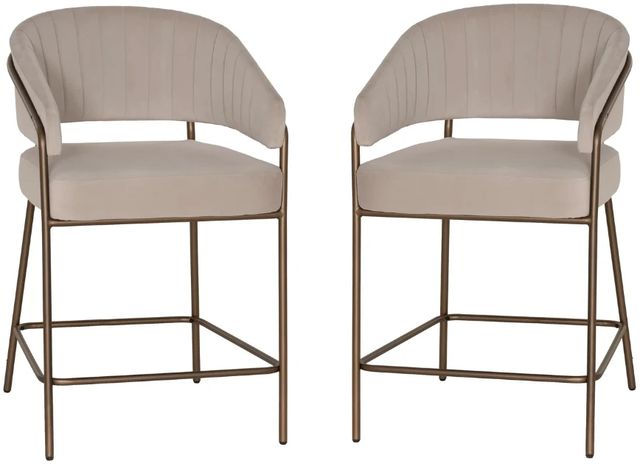 Linon Portland 2-Piece Beige/Bronze Counter Stool Set-0