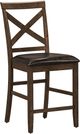 Monarch Specialties Inc. 2-Piece Brown Leather/Dark Walnut 44" Upholstered Dining Counter Height Cha-0