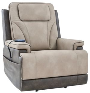 Signature Design by Ashley® 4Z-Peaceful Pause Gray/Sand Power Lift Recliner