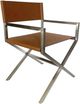 Modus Furniture One Brushed Stainless Steel/Cognac Dining Arm Chair-0