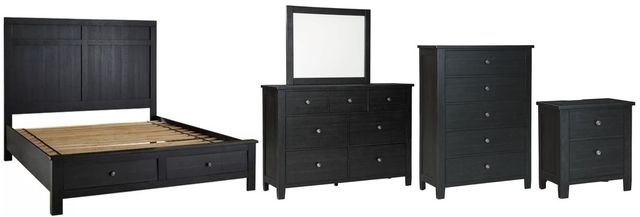 Signature Design by Ashley® Noorbrook 5-Piece Black Queen Panel Bed Set-0