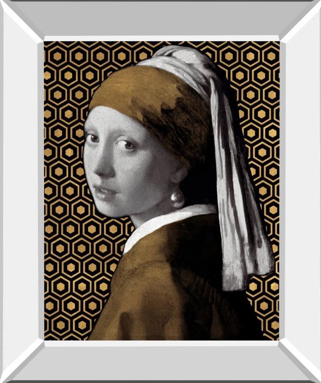 Classy Art Gilded Earring after Jan Vermeer by Eccentric Accents Classy Art Gilded Earring after Jan Vermeer by Eccentric Mirror Framed Wall Art Wall Art-0