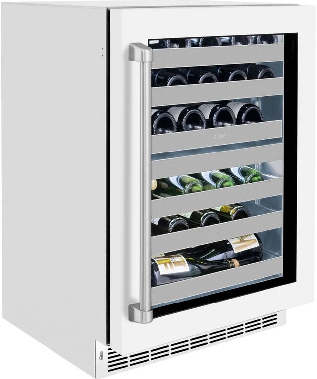 ZLINE Touchstone 24" 4.8 Cu. Ft. Stainless Steel Wine Cooler with White Matte Glass Door-2
