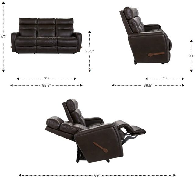 La-Z-Boy® Baron Graphite Manual Wall Reclining Sofa-2