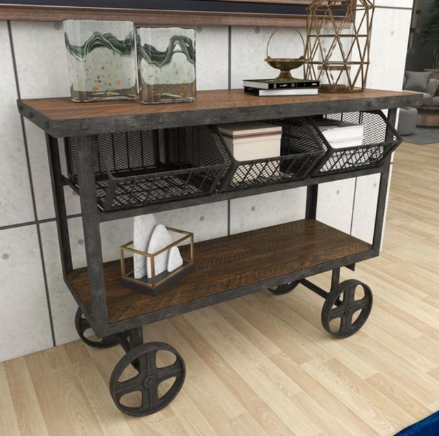 Deco Marche Black Rolling Console Table-3