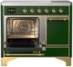Ilve® Majestic III 40" Emerald Green Pro Style Induction Range with Solid Door and Brass Trim-3