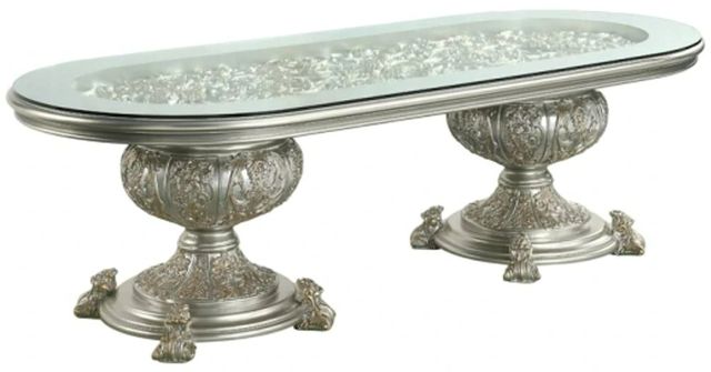 ACME Furniture Sandoval Glass Top Dining Table with Champagne Base-0