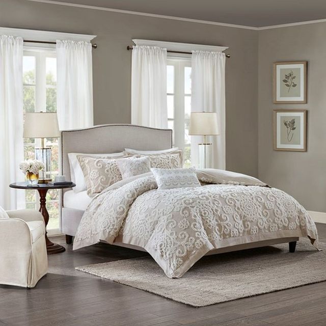 Olliix by Harbor House Taupe King Suzanna Cotton Comforter Mini Set-2