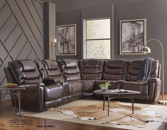 Corinthian Furniture Mcgregor 3-Piece Brown/Tobacco Power Reclining Sectional-1