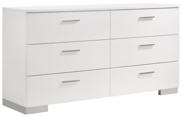 Coaster® Felicity 4-Piece White High Gloss California King Bedroom Set -3