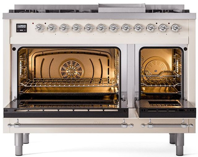 Ilve® Nostalgie II Series 48" Antique White Pro Style Dual Fuel Range-1