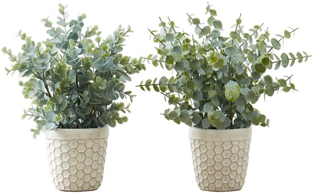 Monarch Specialties Inc. 2-Piece White 13" Tall Artificial Potted Eucalyptus Grass-0