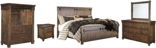 Signature Design by Ashley® Lakeleigh 5-Piece Brown California King Panel Bed Set-0