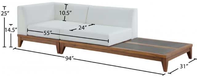 Meridian Furniture Rio Off-White Fabric/Wooden Outdoor Patio Modular Sofa-1
