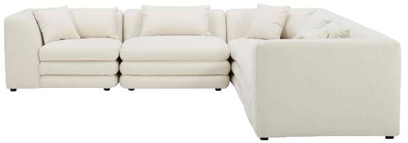 Moe's Home Collection Lowtide Classic 5-Piece Warm White L-Shaped Modular Sectional-1