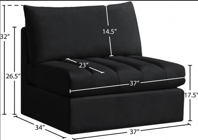 Meridian Furniture Jacob Black Velvet Modular Armless Chair-3