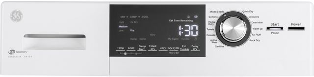 GE® 4.1 Cu. Ft. White Front Load Ventless Electric Dryer-2