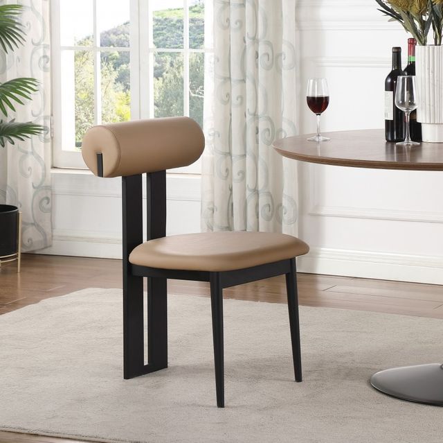 Meridian Furniture Dario Tan/Black Vegan Leather Dining Chair-3