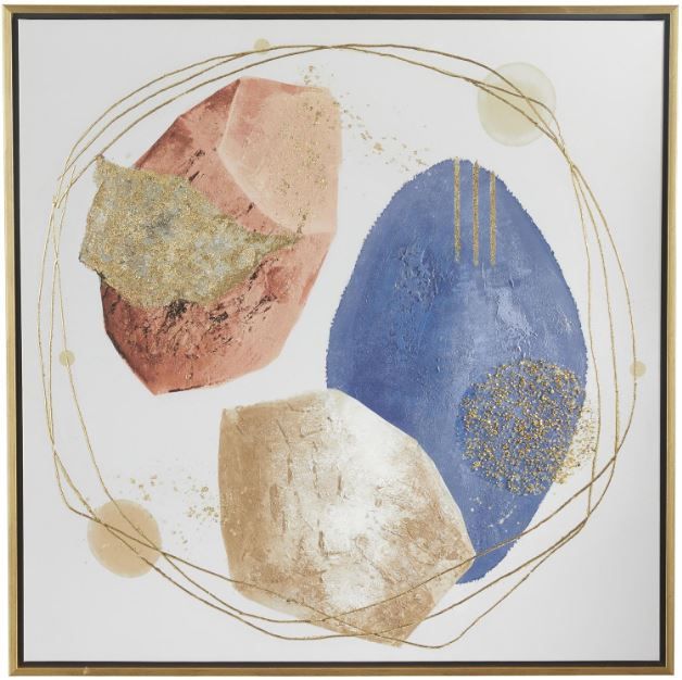 Deco Marche Blue/Gold/Orange Overlapping Circle Wall Art-0