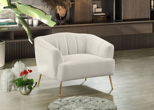 Meridian Furniture Tori Cream Velvet Chair-2