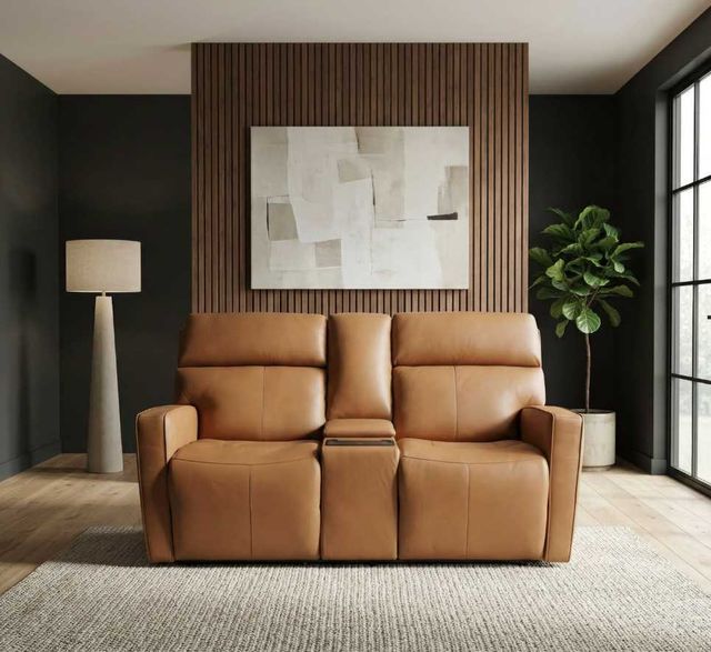 Liberty Furniture Chase Oslo Antelope Triple Power Zero Gravity Reclining Loveseat with Console-1
