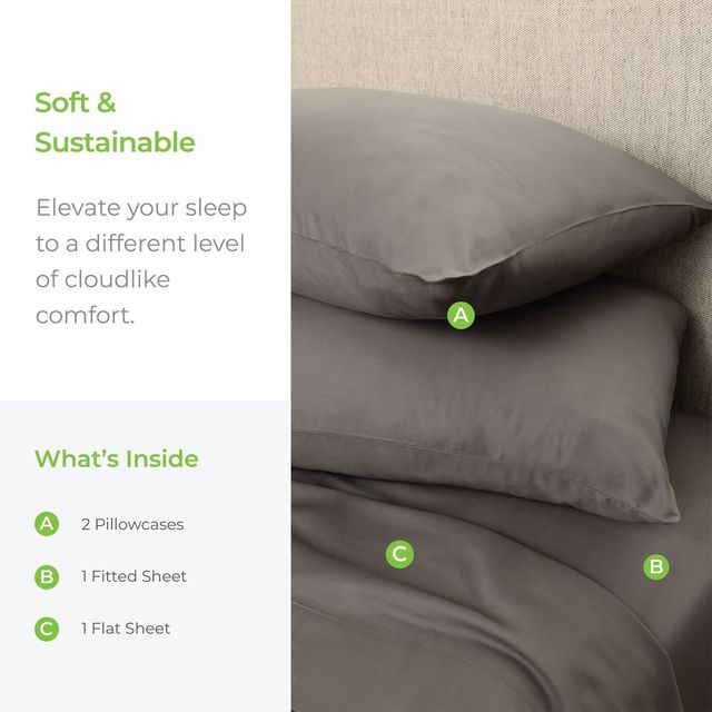 Cariloha Aloha 5-Piece Shade Gray Split King Soft Sheet Set-1