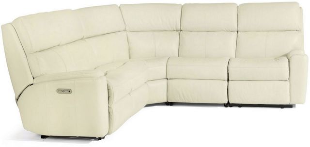 Flexsteel® Rio White Power Reclining Sectional with Power Headrests-1
