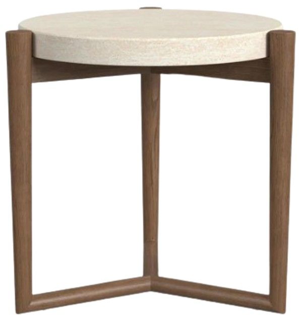 Flexsteel® Verona White Accent Table with Medium Brown Base-2