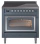 Ilve® Nostalgie II Noblesse 36'' Blue Gray Pro Style Induction Range with Chrome Trim-0