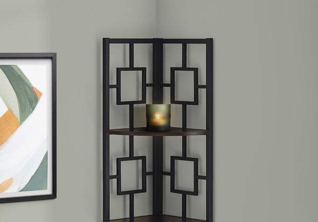 Monarch Specialties Inc. Espresso 62" Black Metal Corner Etagere Bookcase-2