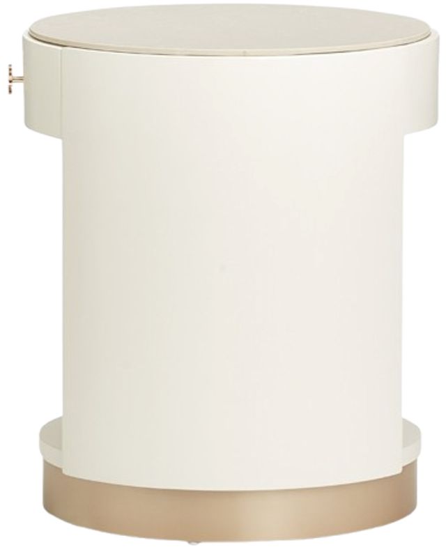 Michael Amini® La Rachelle White Round End Table with Medium Champagne Base -3