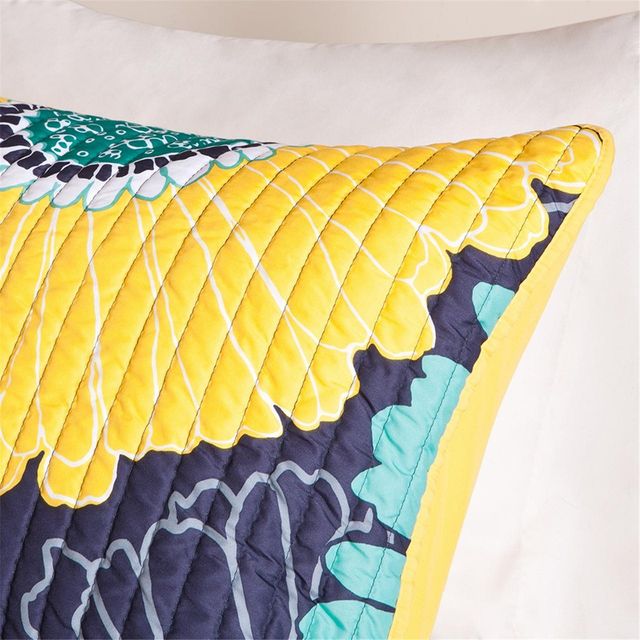 Olliix by Mi Zone Alice Yellow Full/Queen Reversible Coverlet Set-3