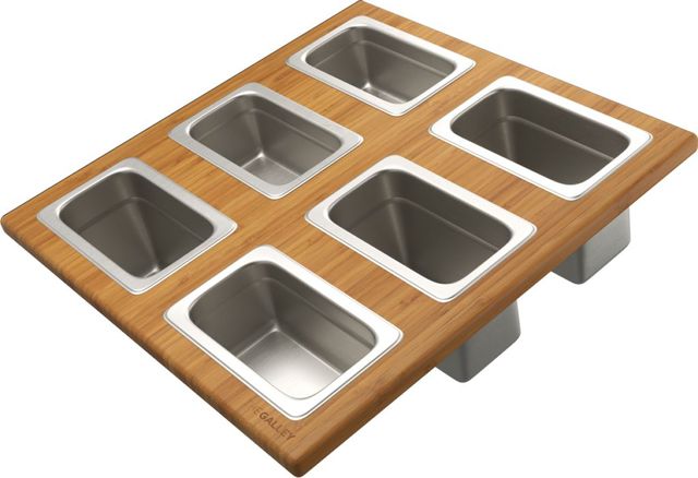 The Galley® Natural Golden Bamboo Dual Tier Condiment Serving Board-0