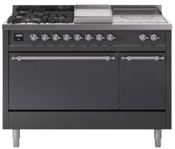 Ilve® Nostalgie II Series 48" Graphite Matte Pro Style Dual Fuel Range-0