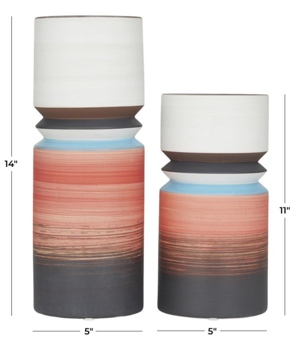 Deco Marche 2-Piece Multi-Colored Ceramic Decorative Vase-3