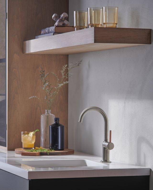 Brizo Odin® Brilliance® Luxe Steel™ with Wood Accent Bar Faucet Wood Lever Handle Kit-2