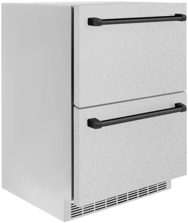 ZLINE Autograph Edition 24" Touchstone 168 Can Outdoor-Rated Dual Refrigerator Drawer with Matte White Doors and Matte Black Handles-1
