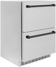 ZLINE Autograph Edition 24 in. Touchstone 168 Can Outdoor-Rated Dual Refrigerator Drawer with Matte White Doors and Matte Black Handles-1