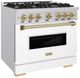 ZLINE Classic Series Autograph Edition 36" Stainless Steel Pro Style Gas Range with White Matte Door and Polished Gold Accents-1