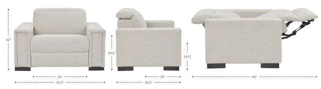 La-Z-Boy® Armitage Greystone Leather Power Reclining Chair and a Half with Headrest-2