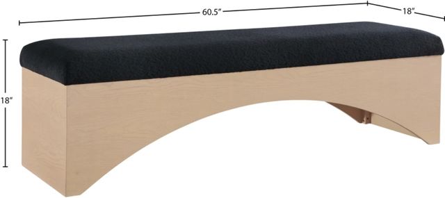 Meridian Furniture Lawson Black/Natural Velour Fur Fabric Bench-3