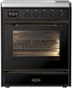Ilve® Majestic III 30" Glossy Black Pro Style Induction Range with Triple Glass Door and Burnished Trim-0